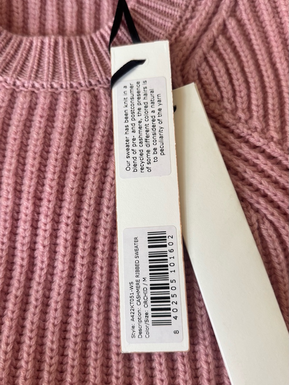 NEW Another Tomorrow Cashmere Ribbed Crewneck Sweater - Dusty Pink - Picture 3 of 4